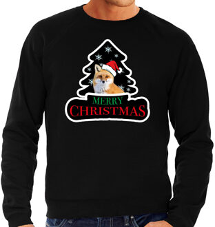 Bellatio Decorations Dieren kersttrui vos zwart heren - Foute vossen kerstsweater 2XL - kerst truien