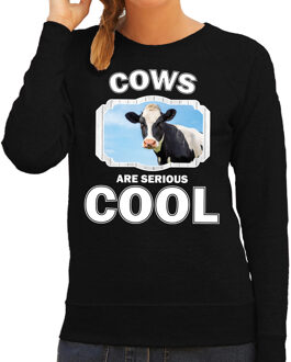 Bellatio Decorations Dieren koeien sweater zwart dames - cows are serious cool trui - cadeau sweater koe/ koeien liefhebber 2XL