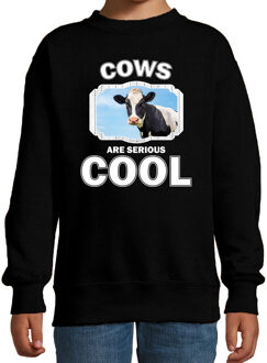 Bellatio Decorations Dieren koeien sweater zwart kinderen - cows are serious cool trui jongens/ meisjes - cadeau koe/ koeien liefhebber 7-8 jaar (122/128)