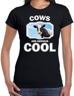 Bellatio Decorations Dieren koeien t-shirt zwart dames - cows are serious cool shirt - cadeau t-shirt koe/ koeien liefhebber 2XL