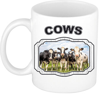 Bellatio Decorations Dieren kudde koeien beker - cows/ Nederlandse koeien mok wit 300 ml - feest mokken