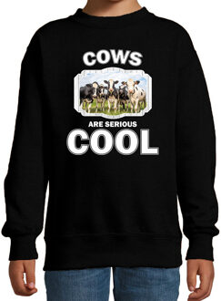 Bellatio Decorations Dieren kudde Nederlandse koeien sweater zwart kinderen - cows are serious cool trui - cadeau koe/ Nederlandse koeien liefhebber 12-13 jaar (152/164)