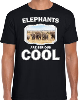 Bellatio Decorations Dieren kudde olifanten t-shirt zwart heren - elephants are serious cool shirt - cadeau t-shirt olifant/ olifanten liefhebber 2XL