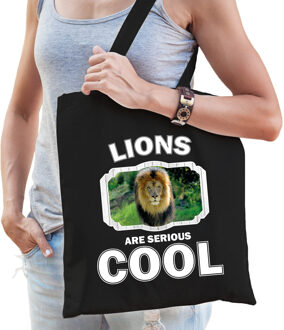 Bellatio Decorations Dieren leeuw tasje zwart volwassenen en kinderen - lions are cool cadeau boodschappentasje