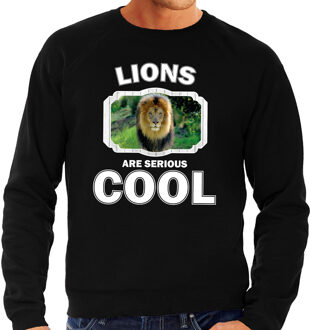 Bellatio Decorations Dieren leeuwen sweater zwart heren - lions are serious cool trui - cadeau sweater leeuw/ leeuwen liefhebber 2XL