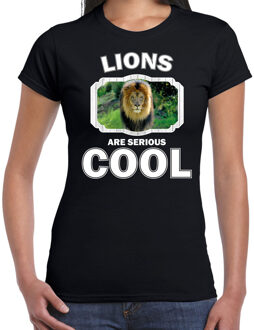 Bellatio Decorations Dieren leeuwen t-shirt zwart dames - lions are serious cool shirt - cadeau t-shirt leeuw/ leeuwen liefhebber 2XL