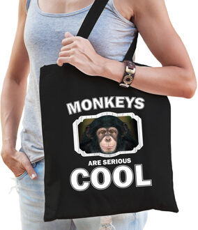 Bellatio Decorations Dieren leuke chimpansee tasje zwart volwassenen en kinderen - monkeys are cool cadeau boodschappenta
