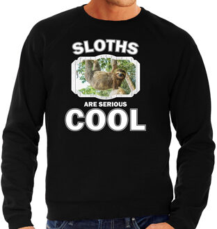 Bellatio Decorations Dieren luiaarden sweater zwart heren - sloths are serious cool trui - cadeau sweater hangende luiaard/ luiaarden liefhebber 2XL