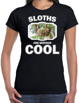 Bellatio Decorations Dieren luiaarden t-shirt zwart dames - sloths are serious cool shirt - cadeau t-shirt hangende luiaard/ luiaarden liefhebber 2XL