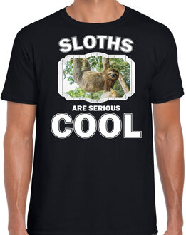 Bellatio Decorations Dieren luiaarden t-shirt zwart heren - sloths are serious cool shirt - cadeau t-shirt hangende luiaard/ luiaarden liefhebber 2XL