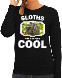 Bellatio Decorations Dieren luiaards sweater zwart dames - sloths are serious cool trui - cadeau sweater luiaard/ luiaards liefhebber 2XL