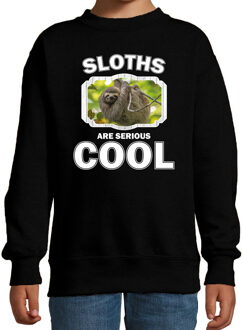 Bellatio Decorations Dieren luiaards sweater zwart kinderen - sloths are serious cool trui jongens/ meisjes - cadeau luiaard/ luiaards liefhebber 12-13 jaar (152/164)