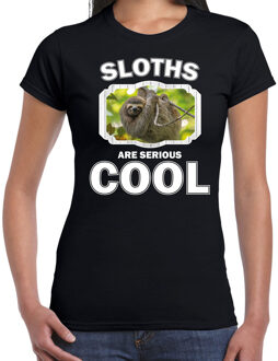 Bellatio Decorations Dieren luiaards t-shirt zwart dames - sloths are serious cool shirt - cadeau t-shirt luiaard/ luiaards liefhebber 2XL