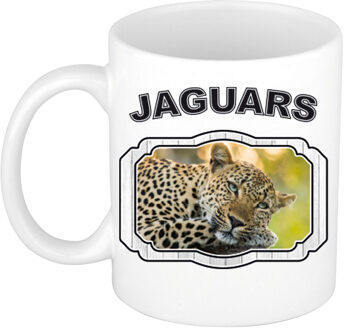 Bellatio Decorations Dieren luipaard beker - jaguars/ jaguars/ luipaarden mok wit 300 ml - feest mokken