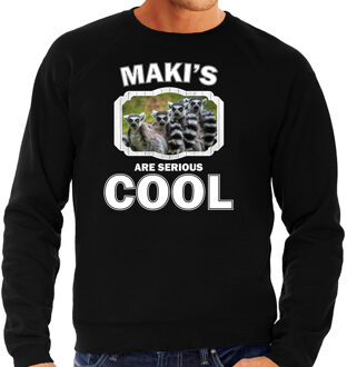 Bellatio Decorations Dieren maki apen sweater zwart heren - makis are serious cool trui - cadeau sweater maki familie/ maki apen liefhebber 2XL