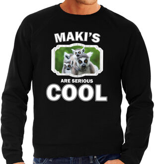 Bellatio Decorations Dieren maki apen sweater zwart heren - makis are serious cool trui - cadeau sweater maki/ maki apen liefhebber 2XL