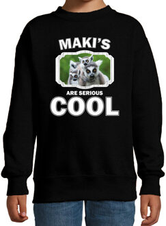 Bellatio Decorations Dieren maki apen sweater zwart kinderen - makis are serious cool trui jongens/ meisjes - cadeau maki/ maki apen liefhebber 12-13 jaar (152/164)