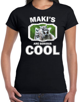 Bellatio Decorations Dieren maki apen t-shirt zwart dames - makis are serious cool shirt - cadeau t-shirt maki/ maki apen liefhebber 2XL