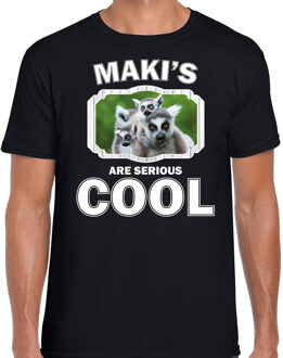 Bellatio Decorations Dieren maki apen t-shirt zwart heren - makis are serious cool shirt - cadeau t-shirt maki/ maki apen liefhebber 2XL