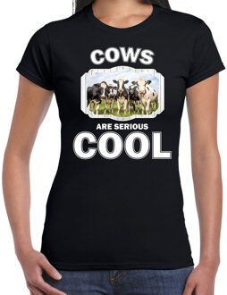 Bellatio Decorations Dieren Nederlandse koeien kudde t-shirt zwart dames - cows are serious cool shirt - cadeau t-shirt koe/ koeien liefhebber 2XL