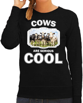 Bellatio Decorations Dieren Nederlandse kudde koeien sweater zwart dames - cows are serious cool trui - cadeau sweater koe/ koeien liefhebber 2XL