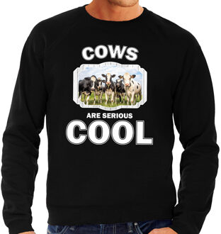 Bellatio Decorations Dieren Nederlandse kudde koeien sweater zwart heren - cows are serious cool trui - cadeau sweater koe/ koeien liefhebber 2XL