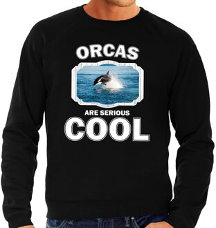 Bellatio Decorations Dieren orka vissen sweater zwart heren - orcas are serious cool trui - cadeau sweater orka/ orka vissen liefhebber 2XL