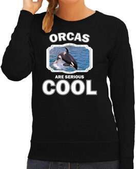 Bellatio Decorations Dieren orka walvissen sweater zwart dames - orcas are serious cool trui - cadeau sweater grote orka/ orka walvissen liefhebber 2XL