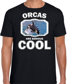 Bellatio Decorations Dieren orka walvissen t-shirt zwart heren - orcas are serious cool shirt - cadeau t-shirt grote orka/ orka walvissen liefhebber 2XL