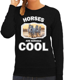 Bellatio Decorations Dieren paarden sweater zwart dames - horses are serious cool trui - cadeau sweater wit paard/ paarden liefhebber 2XL