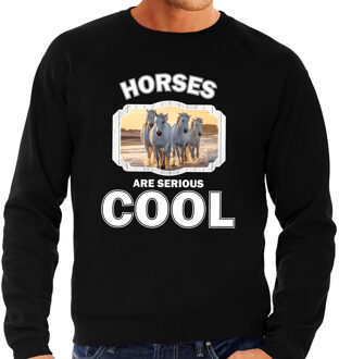 Bellatio Decorations Dieren paarden sweater zwart heren - horses are serious cool trui - cadeau sweater wit paard/ paarden liefhebber 2XL