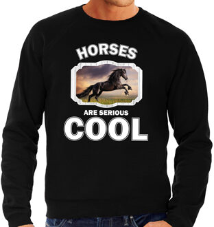 Bellatio Decorations Dieren paarden sweater zwart heren - horses are serious cool trui - cadeau sweater zwart paard/ paarden liefhebber 2XL