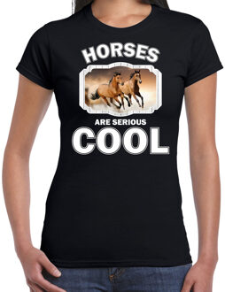 Bellatio Decorations Dieren paarden t-shirt zwart dames - horses are serious cool shirt - cadeau t-shirt bruin paard/ paarden liefhebber 2XL