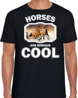 Bellatio Decorations Dieren paarden t-shirt zwart heren - horses are serious cool shirt - cadeau t-shirt bruin paard/ paarden liefhebber 2XL