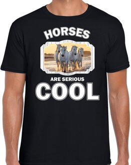 Bellatio Decorations Dieren paarden t-shirt zwart heren - horses are serious cool shirt - cadeau t-shirt wit paard/ paarden liefhebber 2XL