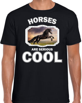 Bellatio Decorations Dieren paarden t-shirt zwart heren - horses are serious cool shirt - cadeau t-shirt zwart paard/ paarden liefhebber 2XL