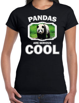 Bellatio Decorations Dieren pandaberen t-shirt zwart dames - pandas are serious cool shirt - cadeau t-shirt grote panda/ pandaberen liefhebber 2XL