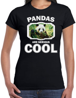 Bellatio Decorations Dieren pandaberen t-shirt zwart dames - pandas are serious cool shirt - cadeau t-shirt panda/ pandaberen liefhebber 2XL