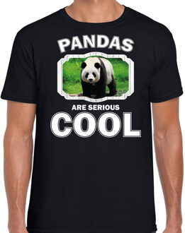 Bellatio Decorations Dieren pandaberen t-shirt zwart heren - pandas are serious cool shirt - cadeau t-shirt grote panda/ pandaberen liefhebber 2XL