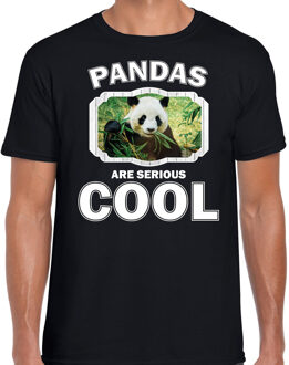 Bellatio Decorations Dieren pandaberen t-shirt zwart heren - pandas are serious cool shirt - cadeau t-shirt panda/ pandaberen liefhebber 2XL