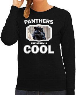 Bellatio Decorations Dieren panters sweater zwart dames - panthers are serious cool trui - cadeau sweater zwarte panter/ panters liefhebber 2XL