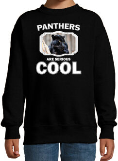 Bellatio Decorations Dieren panters sweater zwart kinderen - panthers are serious cool trui jongens/ meisjes - cadeau zwarte panter/ panters liefhebber 12-13 jaar (152/164)