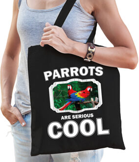 Bellatio Decorations Dieren papegaai tasje zwart volwassenen en kinderen - parrots are cool cadeau boodschappentasje