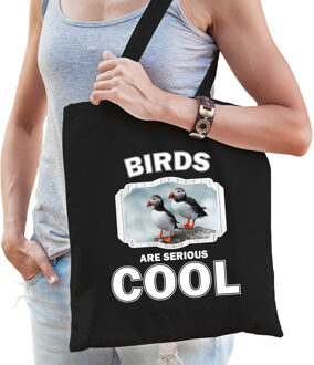 Bellatio Decorations Dieren papegaaiduiker vogel tasje zwart volwassenen en kinderen - birds are cool cadeau boodschappen