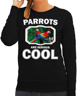 Bellatio Decorations Dieren papegaaien sweater zwart dames - parrots are serious cool trui - cadeau sweater papegaai/ papegaaien liefhebber 2XL