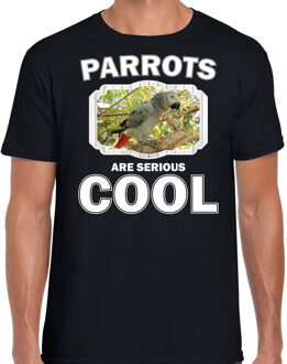 Bellatio Decorations Dieren papegaaien t-shirt zwart heren - parrots are serious cool shirt - cadeau t-shirt grijze roodstaart papegaai/ papegaaien liefhebber 2XL