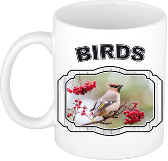 Bellatio Decorations Dieren pestvogel beker - birds/ vogels mok wit 300 ml - feest mokken