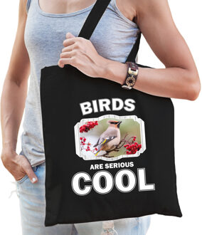 Bellatio Decorations Dieren pestvogel tasje zwart volwassenen en kinderen - birds are cool cadeau boodschappentasje