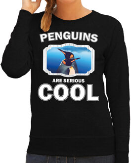 Bellatio Decorations Dieren pinguins sweater zwart dames - penguins are serious cool trui - cadeau sweater pinguin/ pinguins liefhebber 2XL