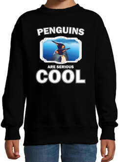 Bellatio Decorations Dieren pinguins sweater zwart kinderen - penguins are serious cool trui jongens/ meisjes - cadeau pinguin/ pinguins liefhebber 12-13 jaar (152/164)